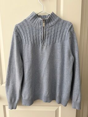Karen Scott Light Blue Half-Zip Cotton Sweater